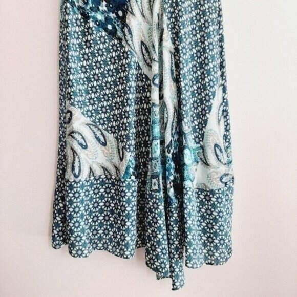 ELIE TAHARI 100% Silk Midi Dress Asymmetrical Paisley Floral Blue Sz S - Picture 5 of 8